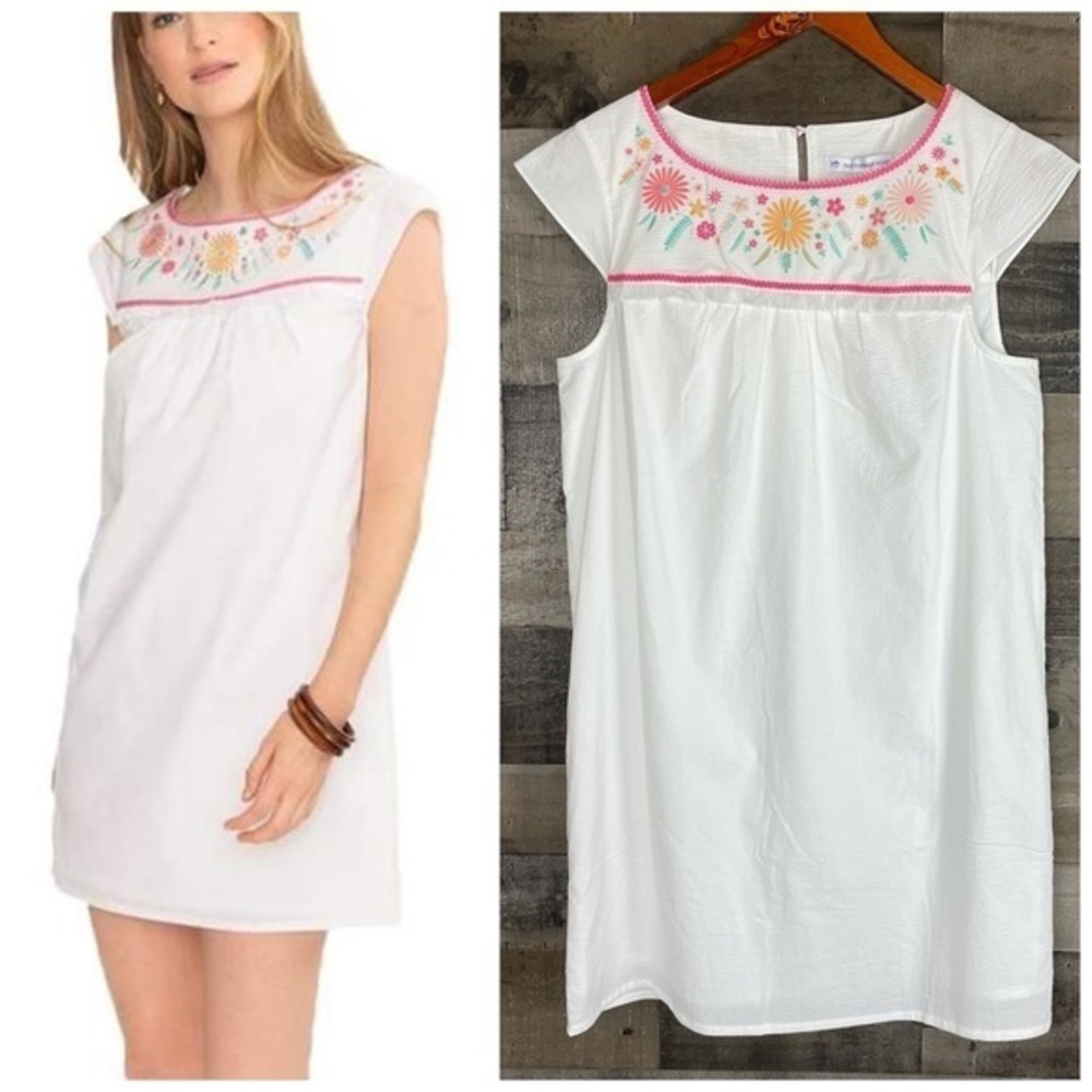 Southern Tide Embroidered Seersucker Dress Sz 8
